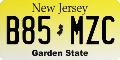 NJ license plate B85MZC