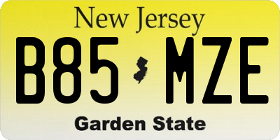 NJ license plate B85MZE