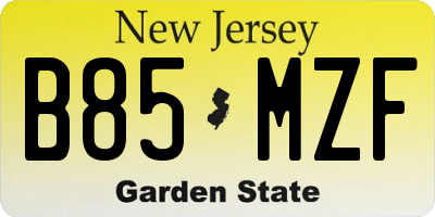 NJ license plate B85MZF
