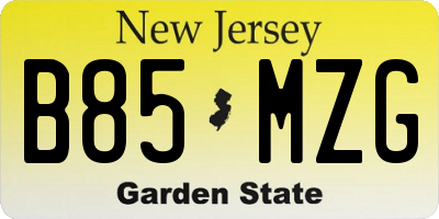 NJ license plate B85MZG