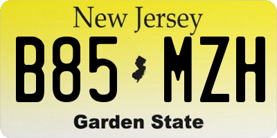 NJ license plate B85MZH