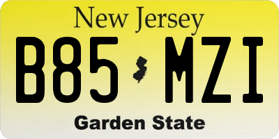 NJ license plate B85MZI