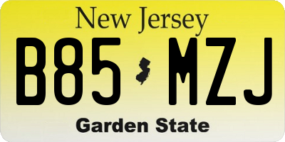 NJ license plate B85MZJ