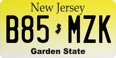 NJ license plate B85MZK