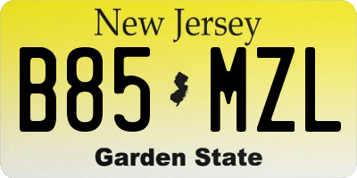 NJ license plate B85MZL