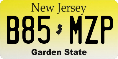 NJ license plate B85MZP
