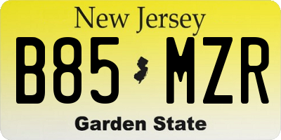 NJ license plate B85MZR