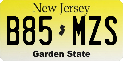 NJ license plate B85MZS