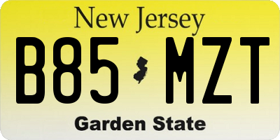 NJ license plate B85MZT