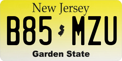 NJ license plate B85MZU