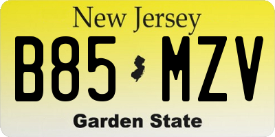 NJ license plate B85MZV