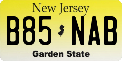 NJ license plate B85NAB