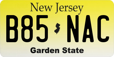 NJ license plate B85NAC