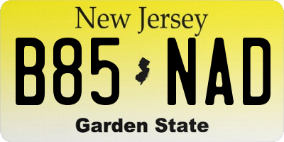 NJ license plate B85NAD