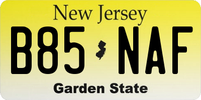 NJ license plate B85NAF