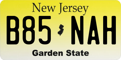 NJ license plate B85NAH
