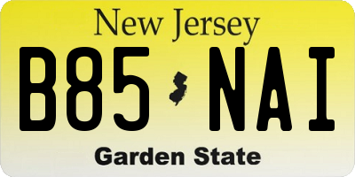 NJ license plate B85NAI