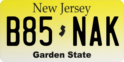 NJ license plate B85NAK