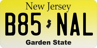 NJ license plate B85NAL