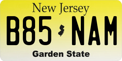 NJ license plate B85NAM