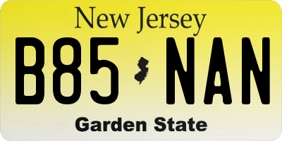 NJ license plate B85NAN