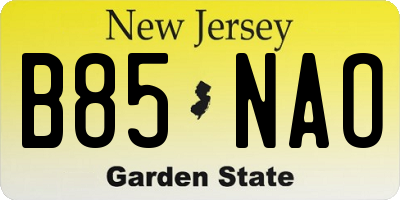 NJ license plate B85NAO