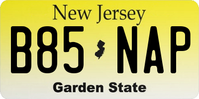 NJ license plate B85NAP