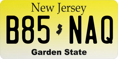 NJ license plate B85NAQ