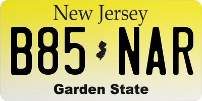 NJ license plate B85NAR