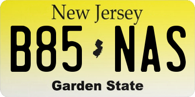 NJ license plate B85NAS