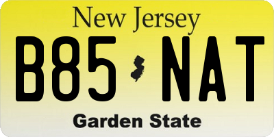 NJ license plate B85NAT