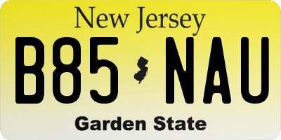 NJ license plate B85NAU