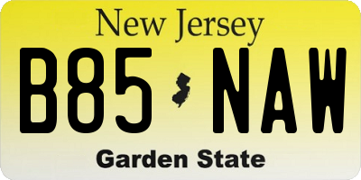NJ license plate B85NAW