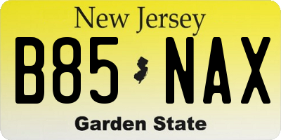 NJ license plate B85NAX