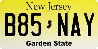 NJ license plate B85NAY