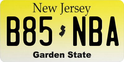 NJ license plate B85NBA