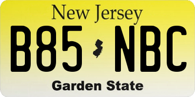 NJ license plate B85NBC