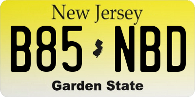 NJ license plate B85NBD