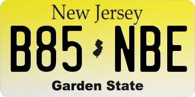 NJ license plate B85NBE