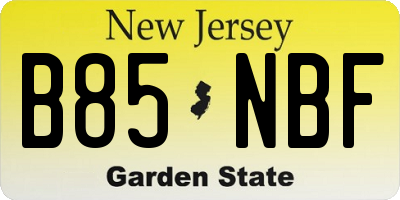 NJ license plate B85NBF