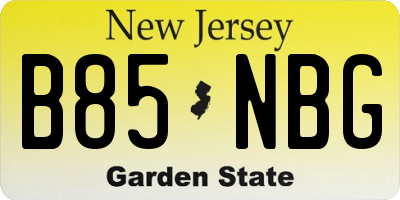 NJ license plate B85NBG