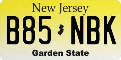 NJ license plate B85NBK