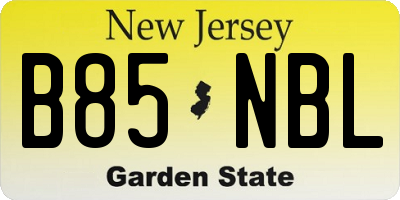 NJ license plate B85NBL