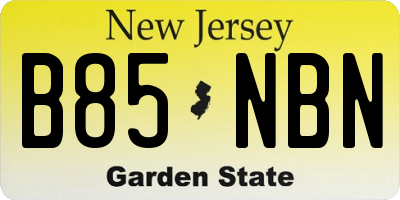 NJ license plate B85NBN