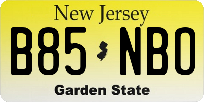 NJ license plate B85NBO