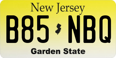 NJ license plate B85NBQ