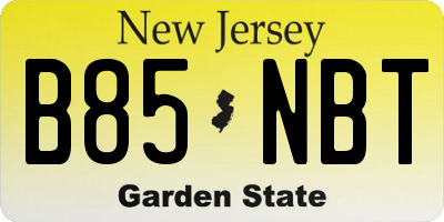 NJ license plate B85NBT