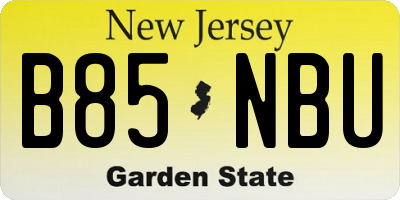 NJ license plate B85NBU