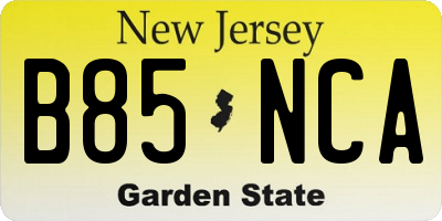 NJ license plate B85NCA