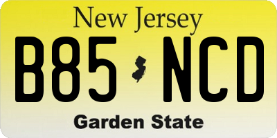 NJ license plate B85NCD